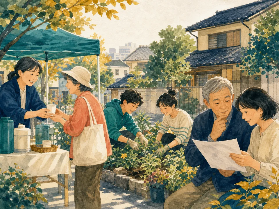 地域の催しや共同菜園、案内の手伝いに関わる人たち